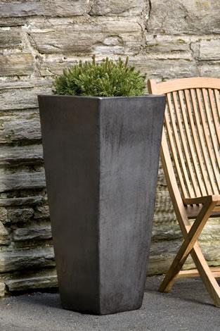 Photo of Campania Faro Tall Square Planter - Graphite - S/1 SD - Marquis Gardens