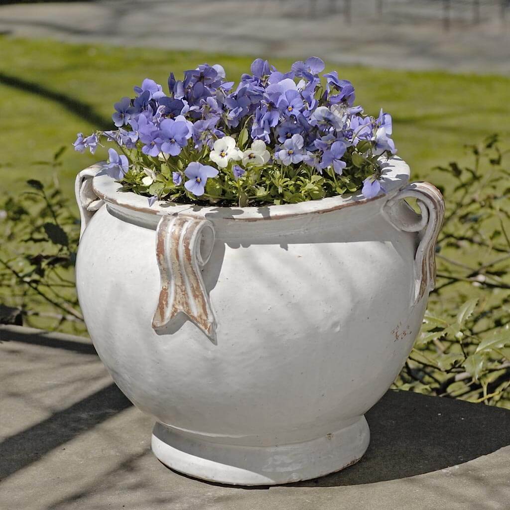Campania Round Handle Planter - Antique White
