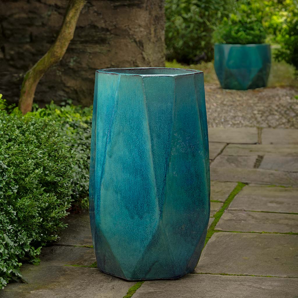 Campania Prism Planter, Tall  Aqua