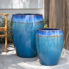 Cabana Planter - Running Blue/Brown - S/2