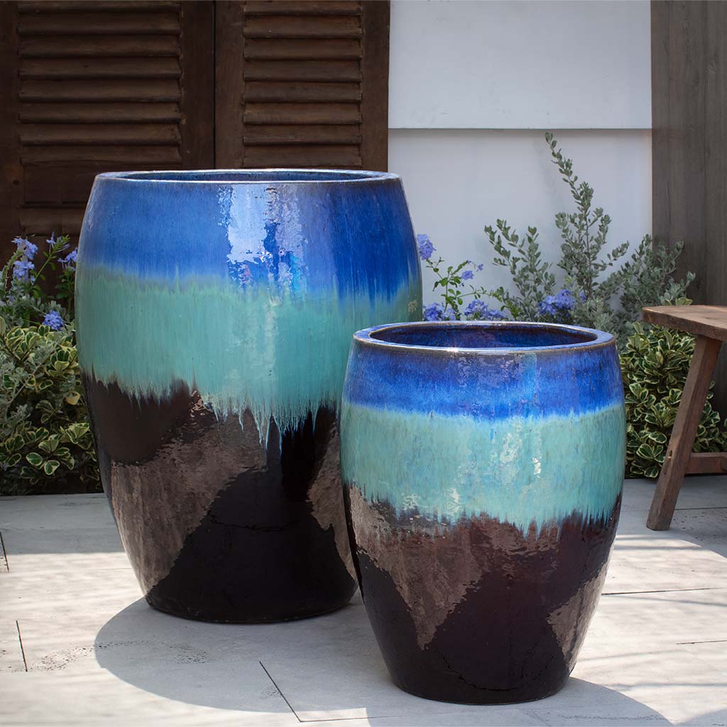 Cabana Planter - Running Blue/Brown - S/2