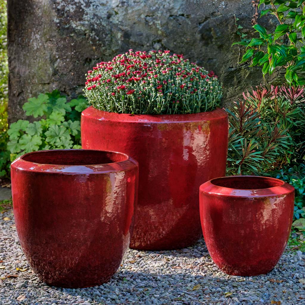 Campania Timolos Round Planter  Tropic Red
