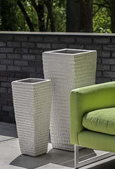 Campania Tall Square Dimple Planter - Antique White - Set of 2