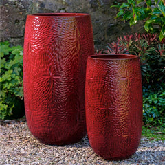 Sand Dollar Tall Planter - Tropic Red - S/2