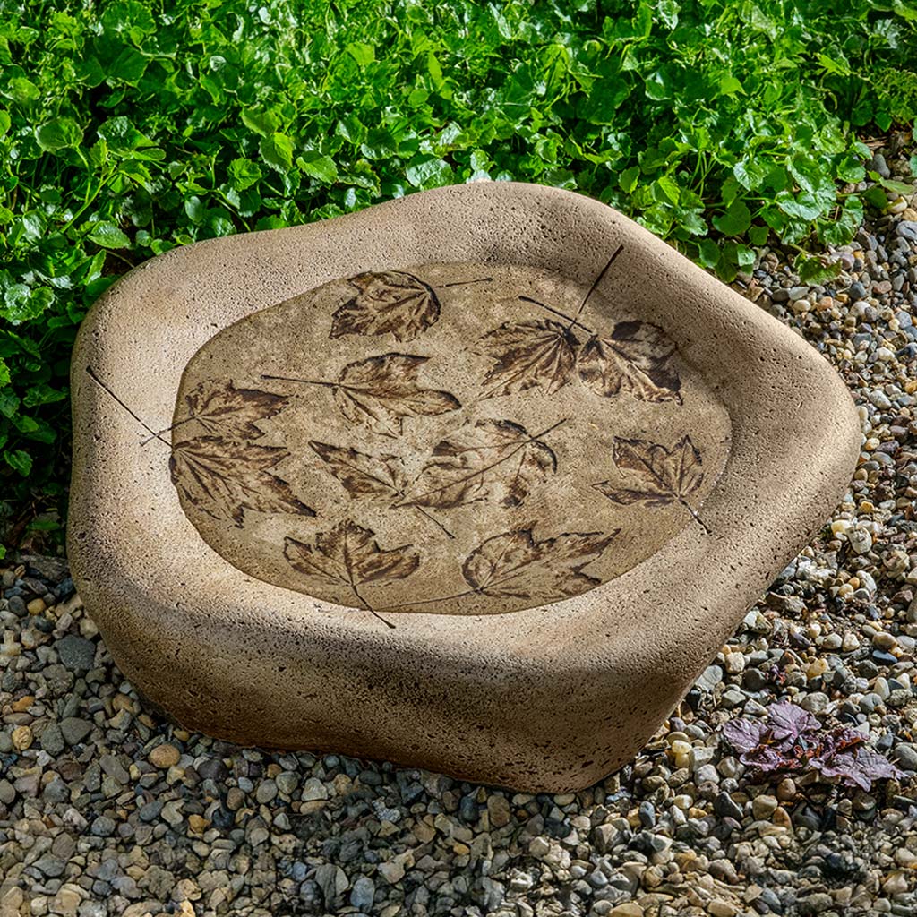 Campania Woodland Leaves Birdbath, Large