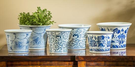 Photo of Campania Flared Planter - Blue and White Mix - Set of 6 - Exclusively Campania