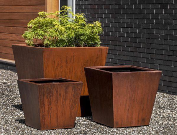 Photo of Campania Tapered Square Planter - Steel - Exclusively Campania