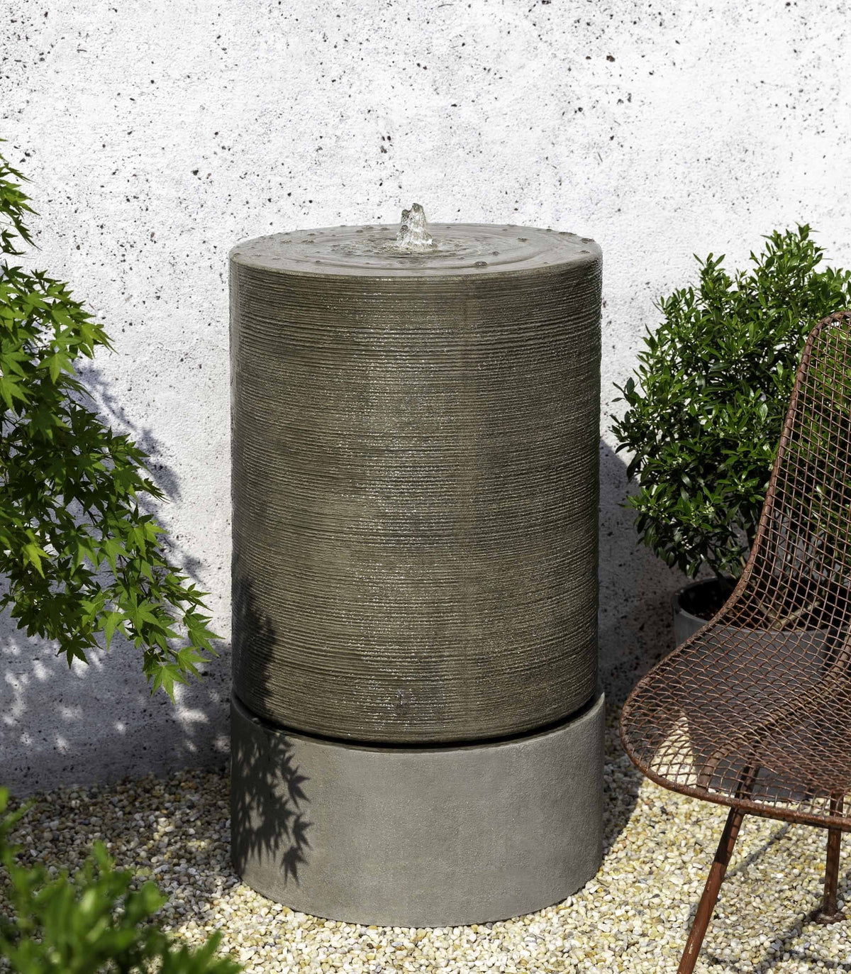 Photo of Campania Large Ribbed Cylinder Fountain - Exclusively Campania