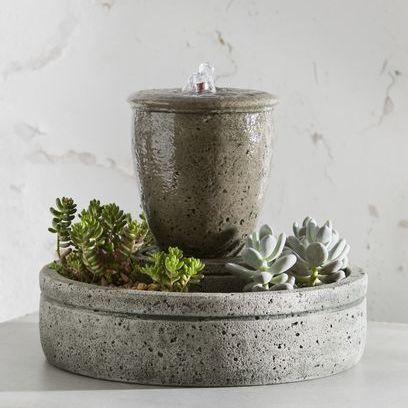 Photo of Campania M-Series Rustic Spa Fountain with Planter - Exclusively Campania