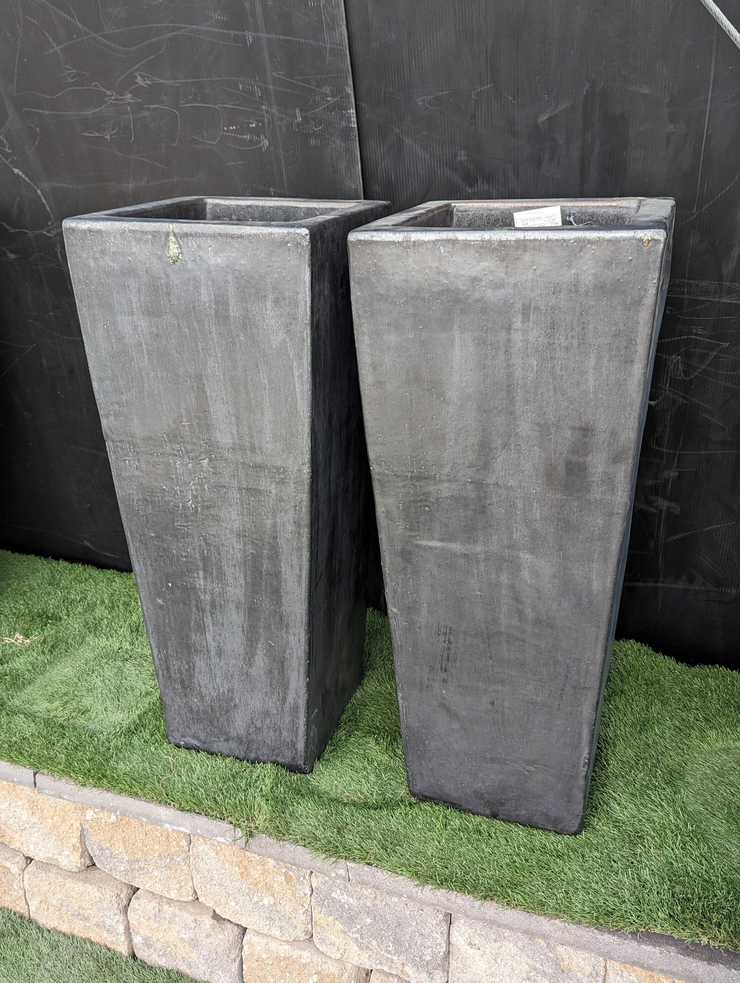 Photo of Campania Faro Tall Square Planter - Graphite - S/1 SD - Exclusively Campania